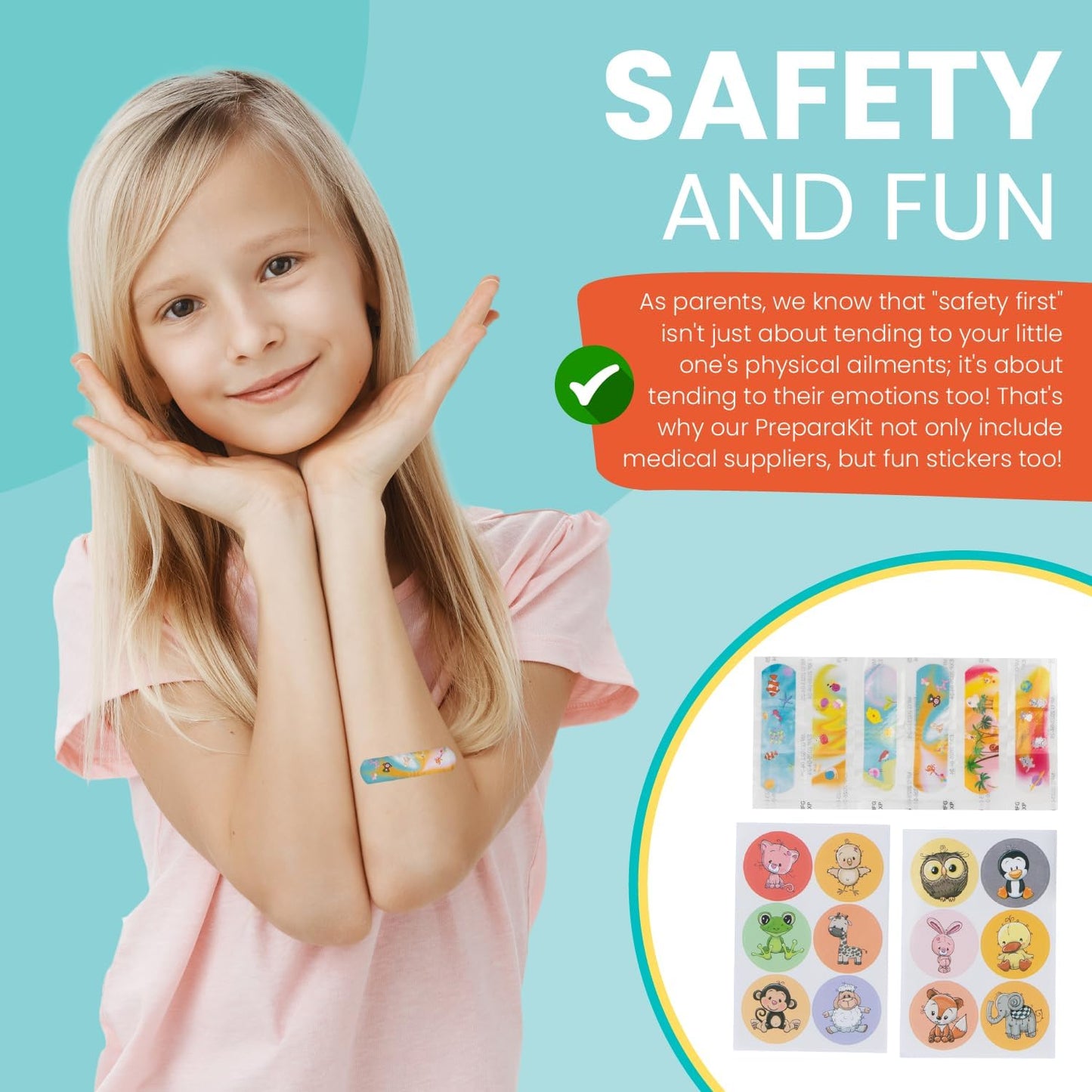 Travel First Aid Kit for Kids - Mini Car, Purse, Backpack, or Diaper Bag 75 Piece Medicine Includes All Essential Medical Supplies Tsa-Approved (Teal)