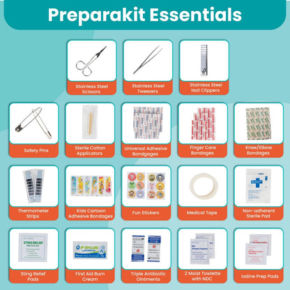 Travel First Aid Kit for Kids - Mini Car, Purse, Backpack, or Diaper Bag 75 Piece Medicine Includes All Essential Medical Supplies Tsa-Approved (Teal)